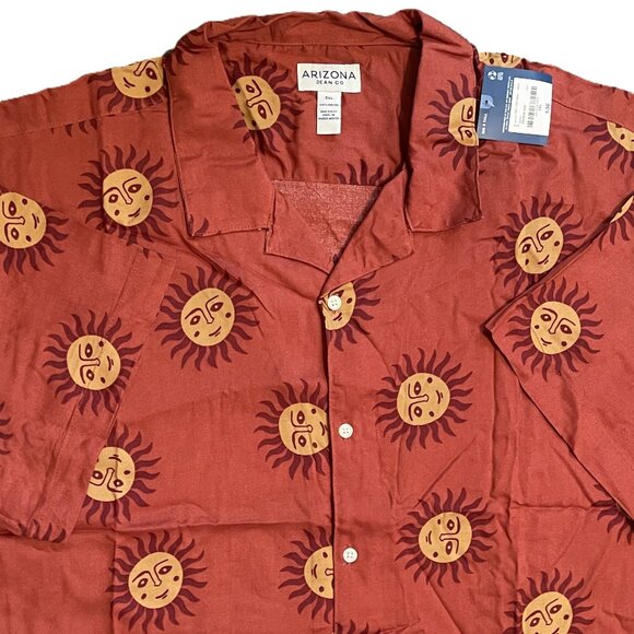 NWT ARIZONA JEAN SHIRT Mens BIG & TALL 3XL Short Sleeve ORANGE SUN  1178-A2 - Picture 5 of 11